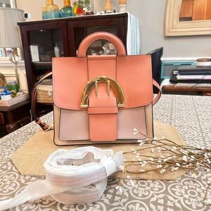 ZAC POSEN Biba Blush Colorblock Leather‎ Backpack Shoulder Handbag NEW